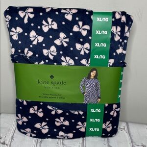 Kate Spade Navy and Pink Bow Pajama Set